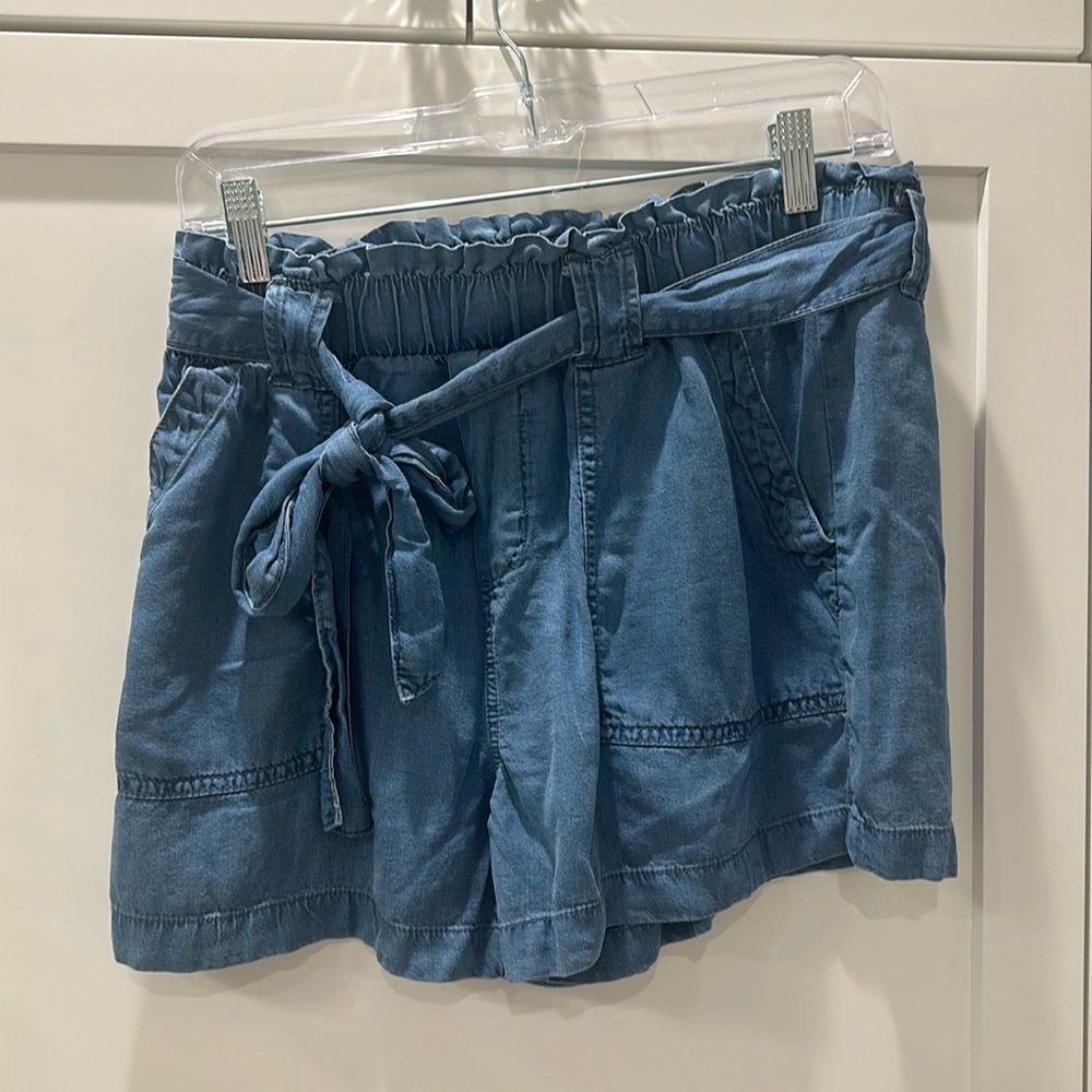 Time & tru denim paper bag shorts